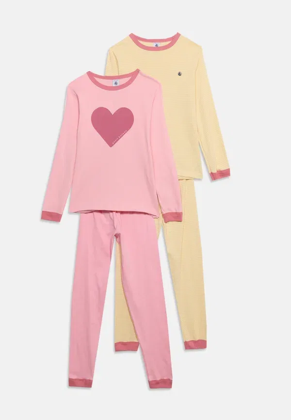 Комплект пижамы из хлопка 2 pack Petit Bateau, pink/yellow, желтый/розовый