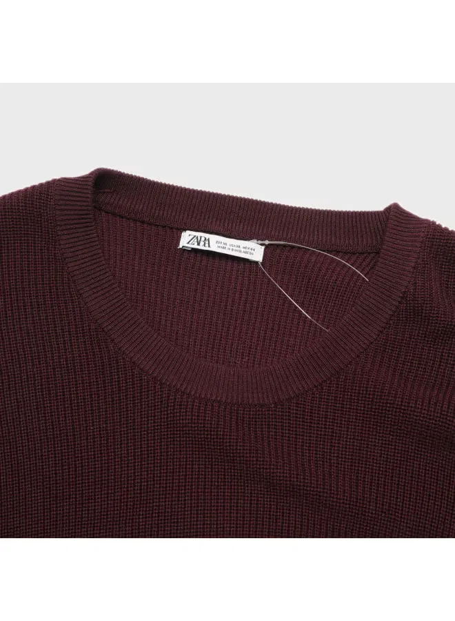 Пуловер свободного кроя с длинным рукавом Zara, темно-фиолетовый — фото 4