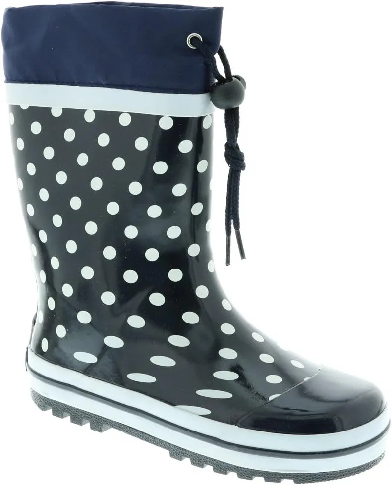 Детские резиновые сапоги для девочек с точками Playshoes, Navy Dots