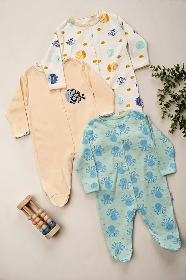 Детский комплект боди-комбинезонов с принтом Enia Baby, Multicolor