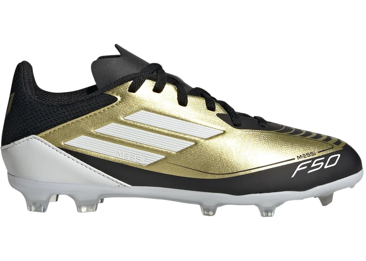 Детские бутсы с твердым и многослойным покрытием Adidas F50 League Firm/Multi-Ground Messi Gold Metallic, Gold Metallic/Cloud White/Core Black