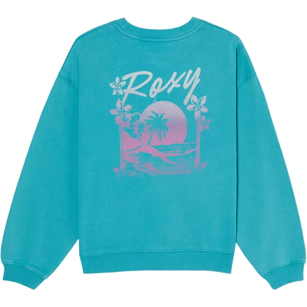Детский свитшот для девочек оверсайз Roxy Lineup Crew Bru, Blue — фото 2