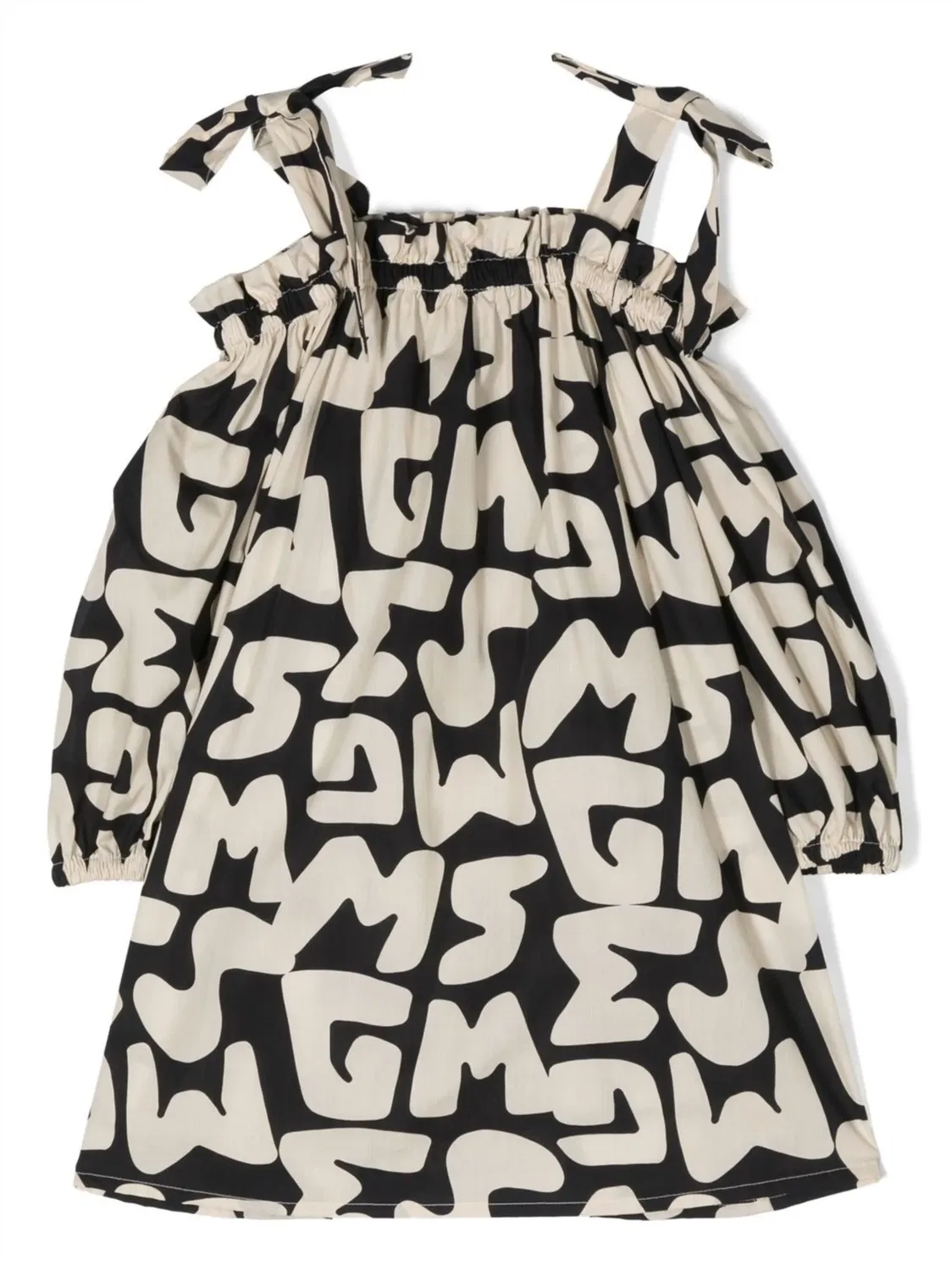 Детское платье с принтом логотипа MSGM, нейтральные — фото 3