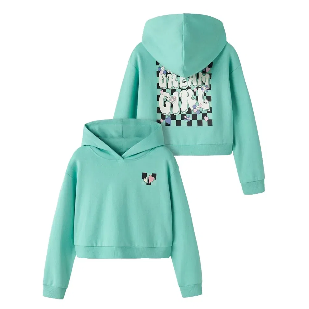 Свитшот Name It Tara Crop Rlx, зеленый