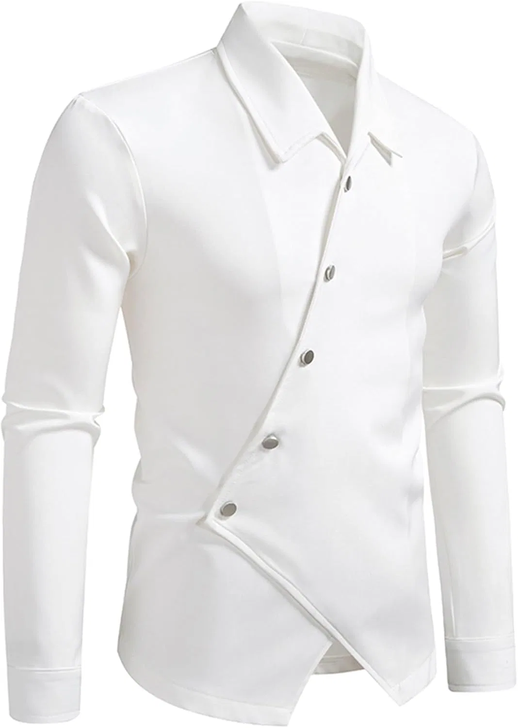Мужская рубашка на пуговицах с длинным рукавом, Slim Fit, белый — фото 2