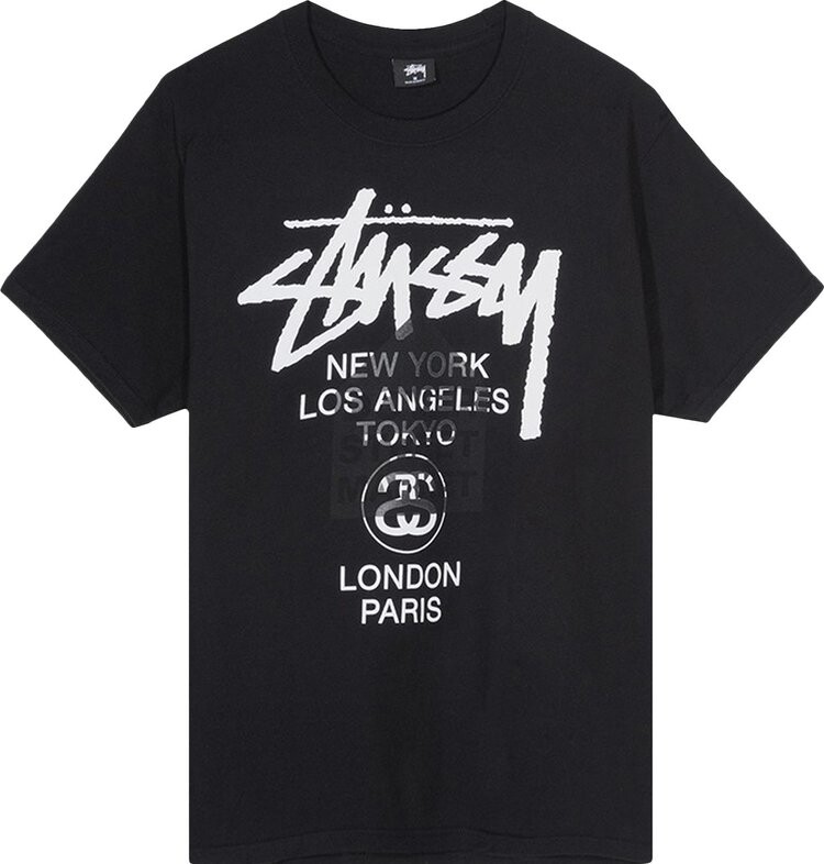 Футболка Stussy x Dover Street Market World Tour T-Shirt 'Black', черный — фото 2