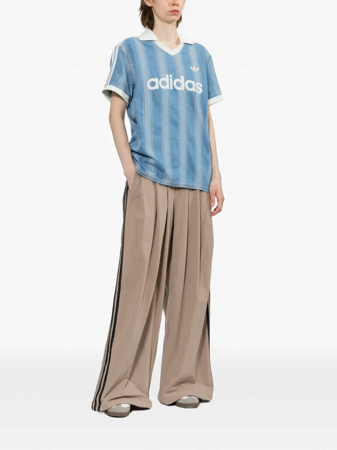 Спортивные брюки 3-Stripes со складками Adidas, нейтральные цвета — фото 2