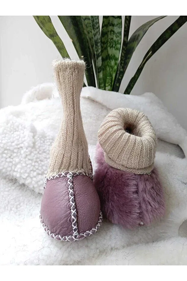 Детские пинетки для новорожденных из натуральной овчины Agnellino Baby My First Step To Organic Life Style, Lilac