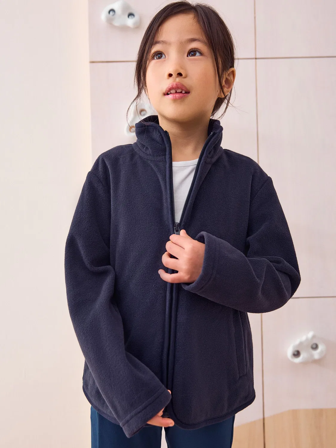 Флисовая куртка с застежкой-молнией, модель Navy Blue Zip-Up Fleece Jacket With Pockets Next, синий