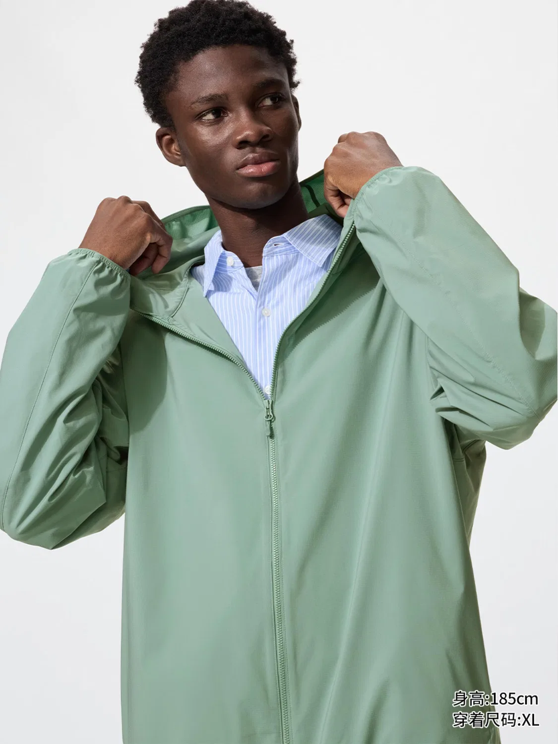 Куртка с капюшоном защита от ультрафиолета Uniqlo, синяя — фото 2