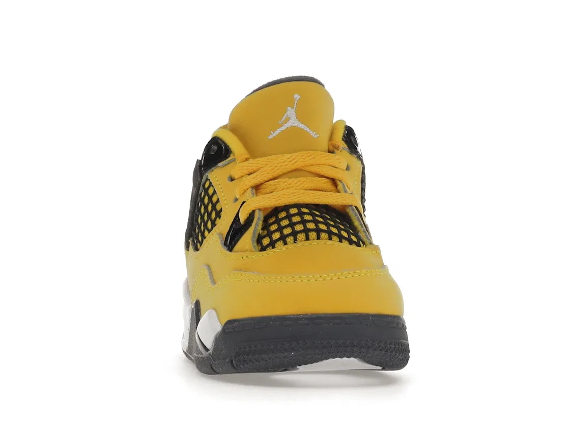 Детские кроссовки с верхом из нубука Jordan 4 Retro, Tour Yellow/White-Dark Blue Grey — фото 2