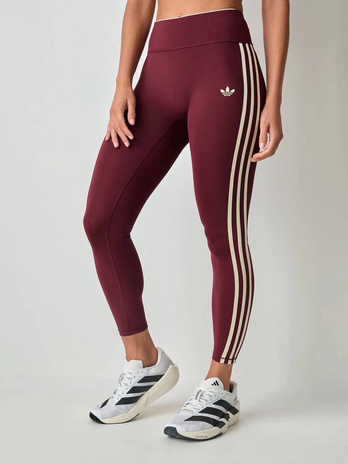 Спортивные леггинсы с 3 полосками темно-бордового цвета adidas Originals