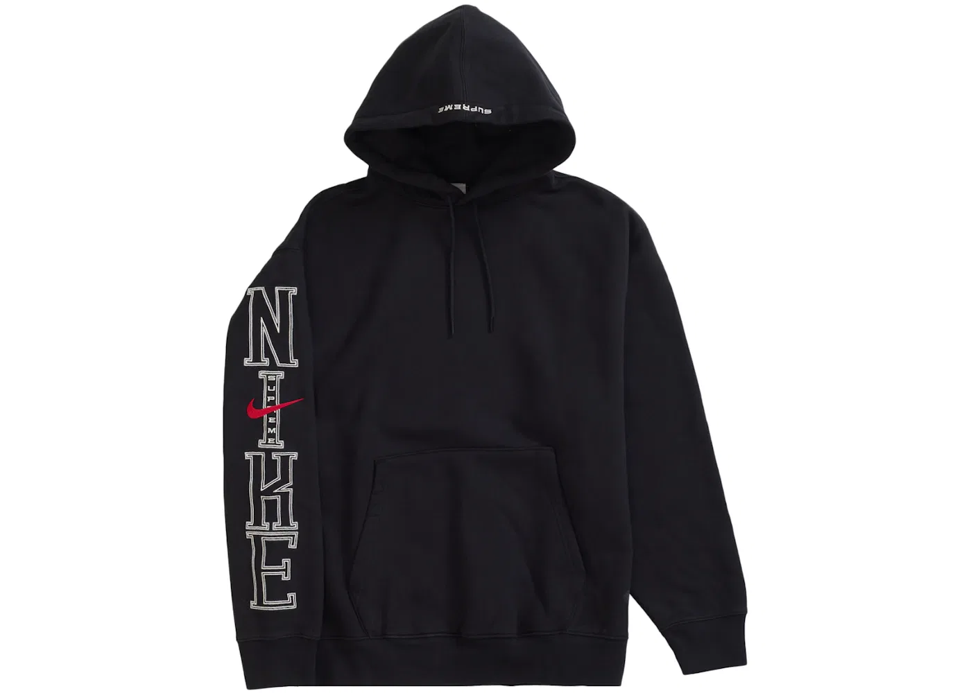 Мужской худи с принтом Supreme Nike Hooded Sweatshirt Supreme, Black — фото 2