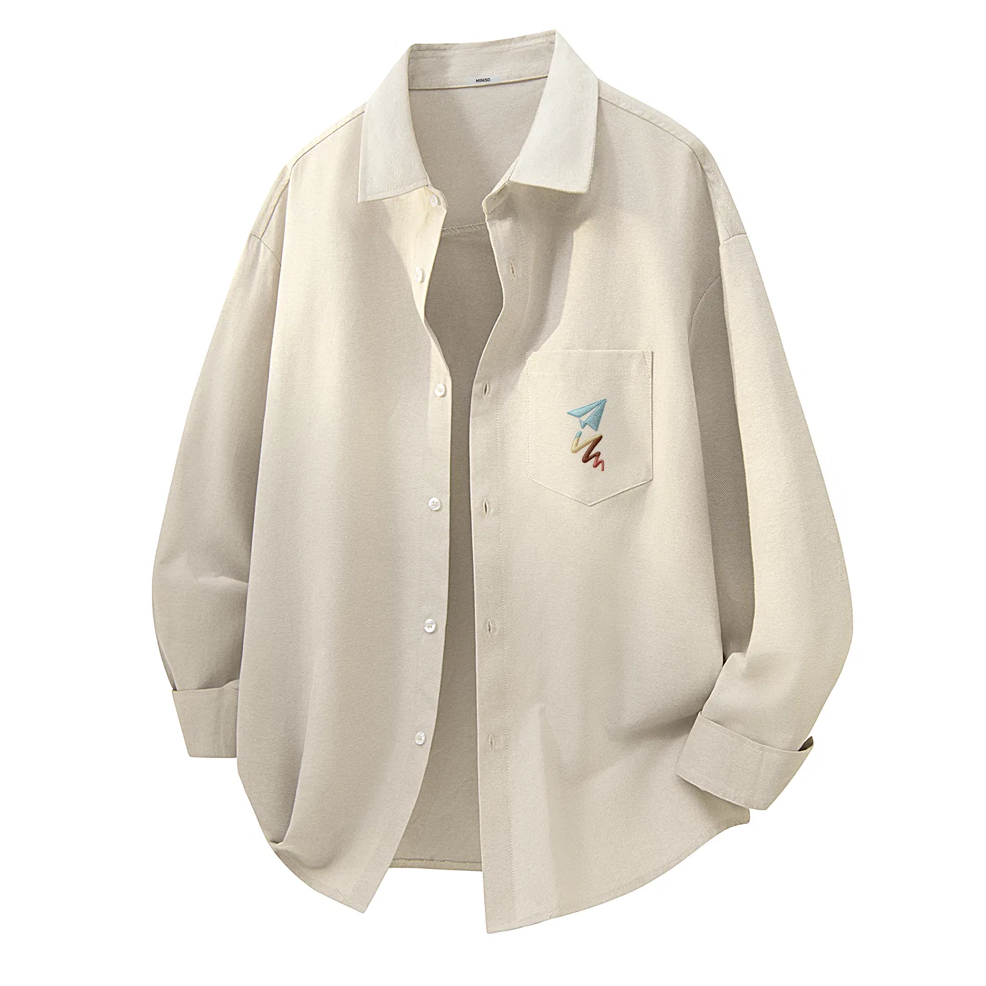 Детская рубашка с отложным воротником MINISO, Heavyweight Oxford Apricot (Ma Fei Wang Dream Chest Logo)