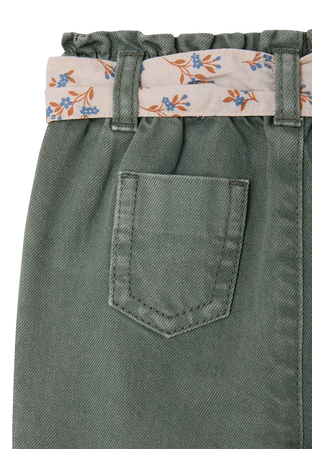 Paperbag-Hose mit stoffgürtel baby mädchen, dehnbund - джинсы прямого кроя Vertbaudet, Grün — фото 4