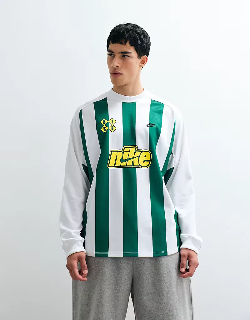 Топ вратарский Futbol в полоску Nike, зеленый/белый