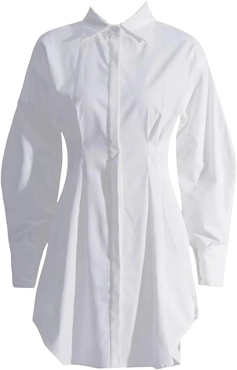 Женское повседневное платье с отложным воротником Minimalist Lapel, White