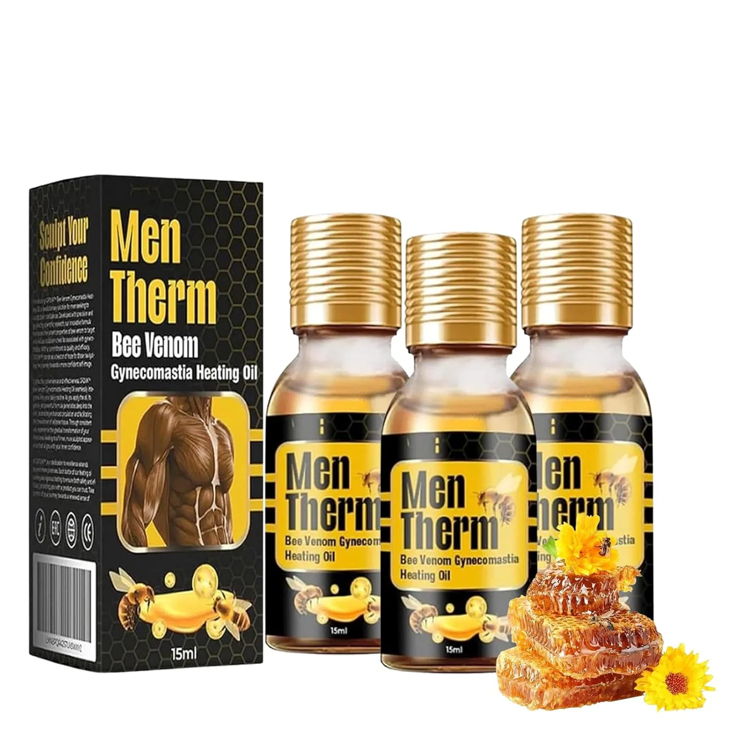 Масло для груди Gfouk Mentherm Bee Venom Oil, 3 шт., 15ml, Sovtay