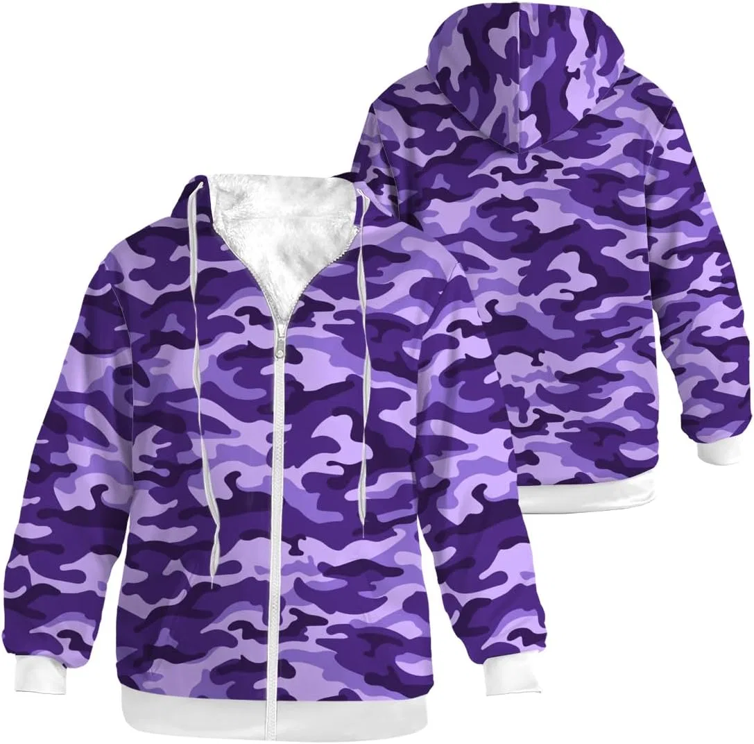 Мужское зимнее пальто с флисовой подкладкой, Camouflage, фиолетовый/камуфляжный — фото 3