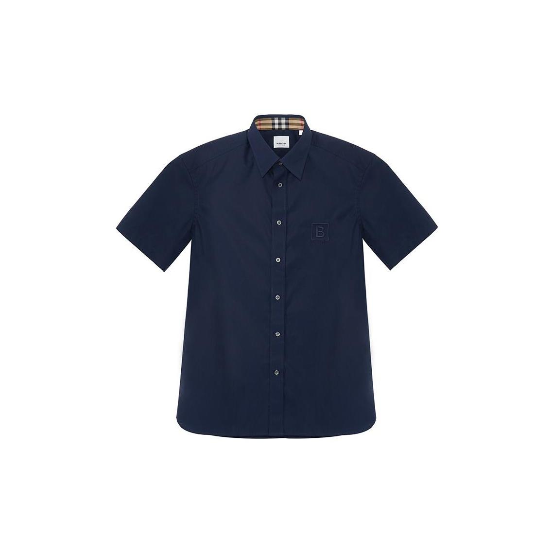 

Burberry Рубашка мужская с вышитым логотипом, короткий рукав, пуговицы, navy