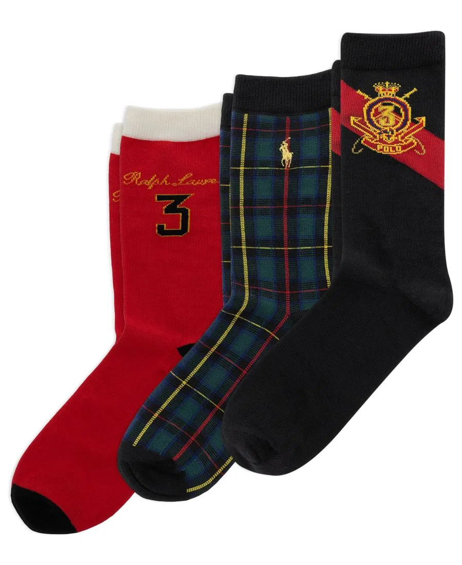 Комплект носков с принтом Polo Crest Polo Ralph Lauren, Black Multi