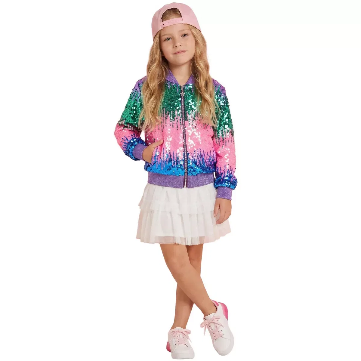 Детская куртка-бомбер с пайетками Aurora Gradient 2bunnies, Multicolor
