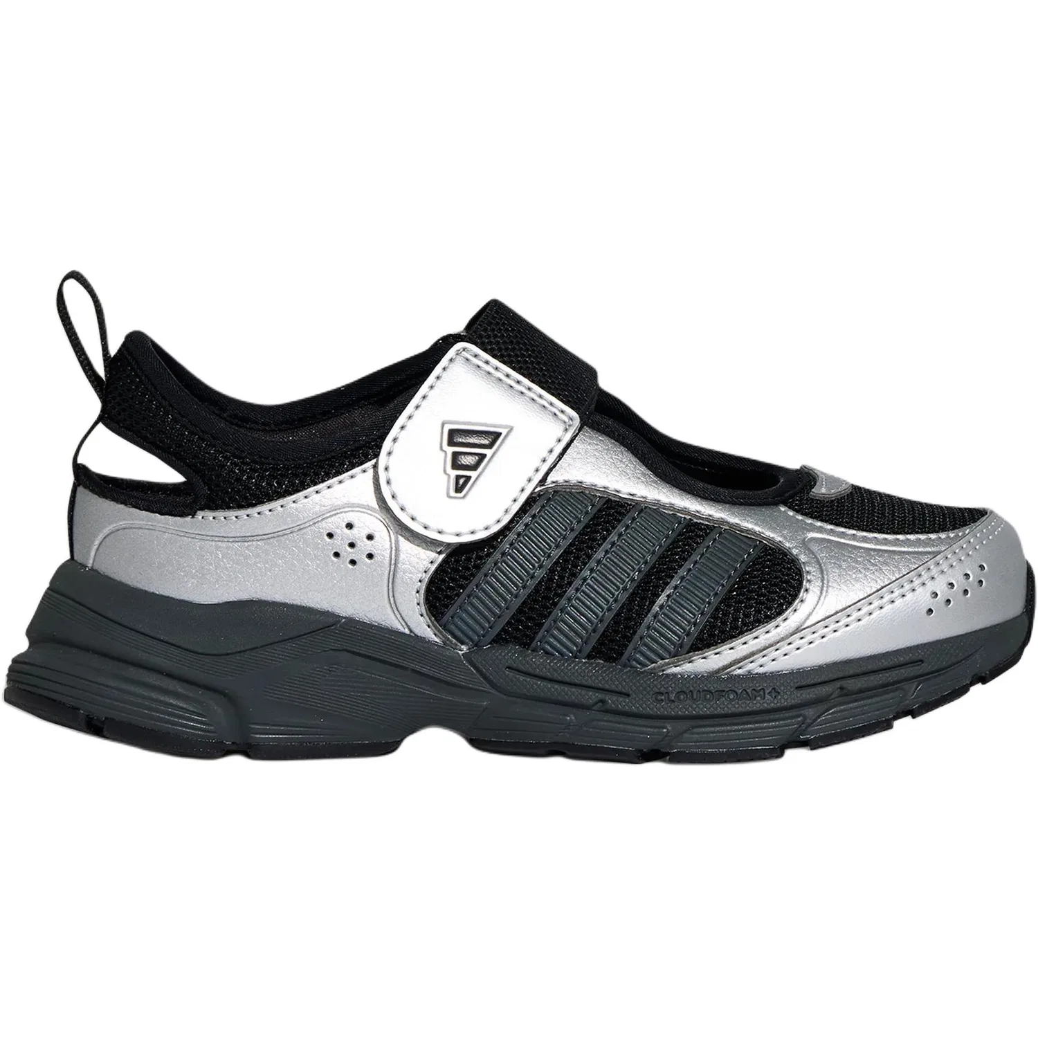 Детские повседневные кроссовки с текстильным верхом Adidas, Black/Dark Gray/Metallic Silver — фото 3