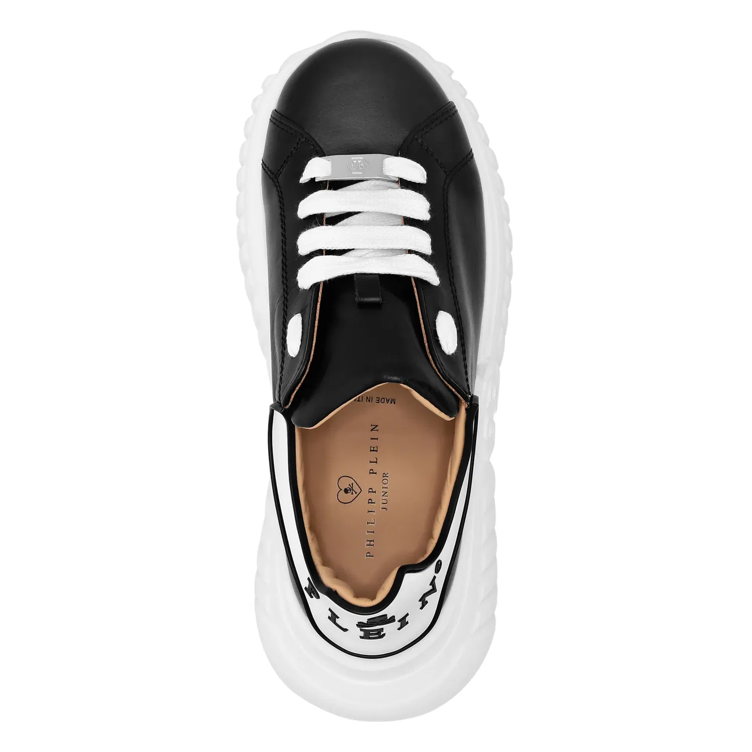 Детские кроссовки на низкой подошве Hexagon PHILIPP PLEIN, Black/White — фото 2