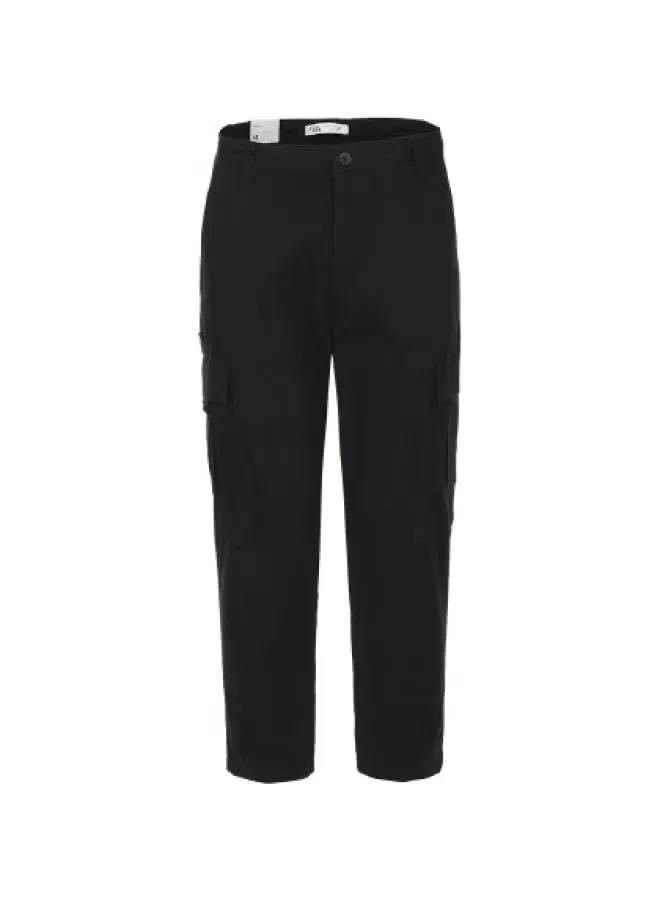 Брюки укороченные с множеством карманов Zara, черный