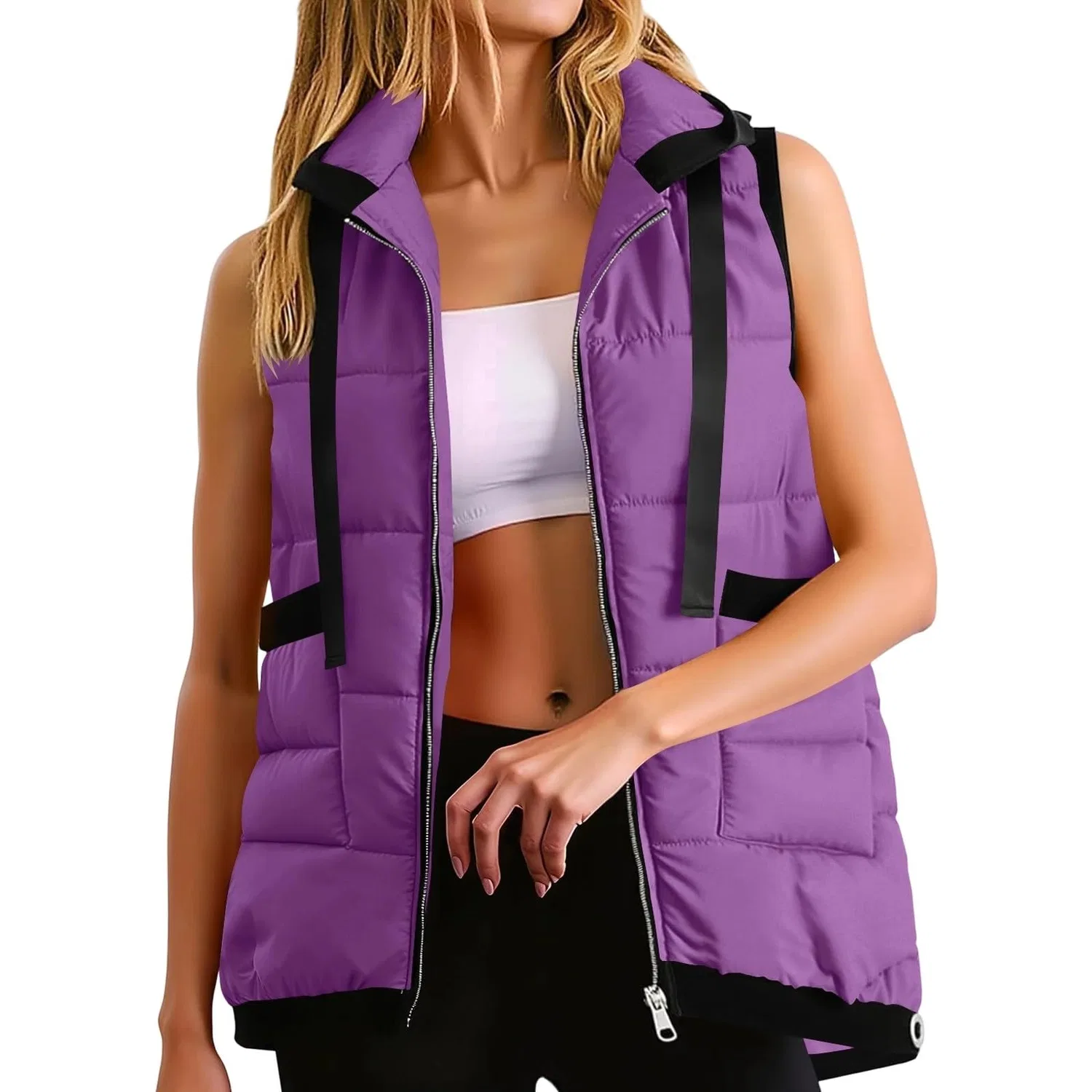Женский жилет с принтом цветов Winter Down Jacket, purple