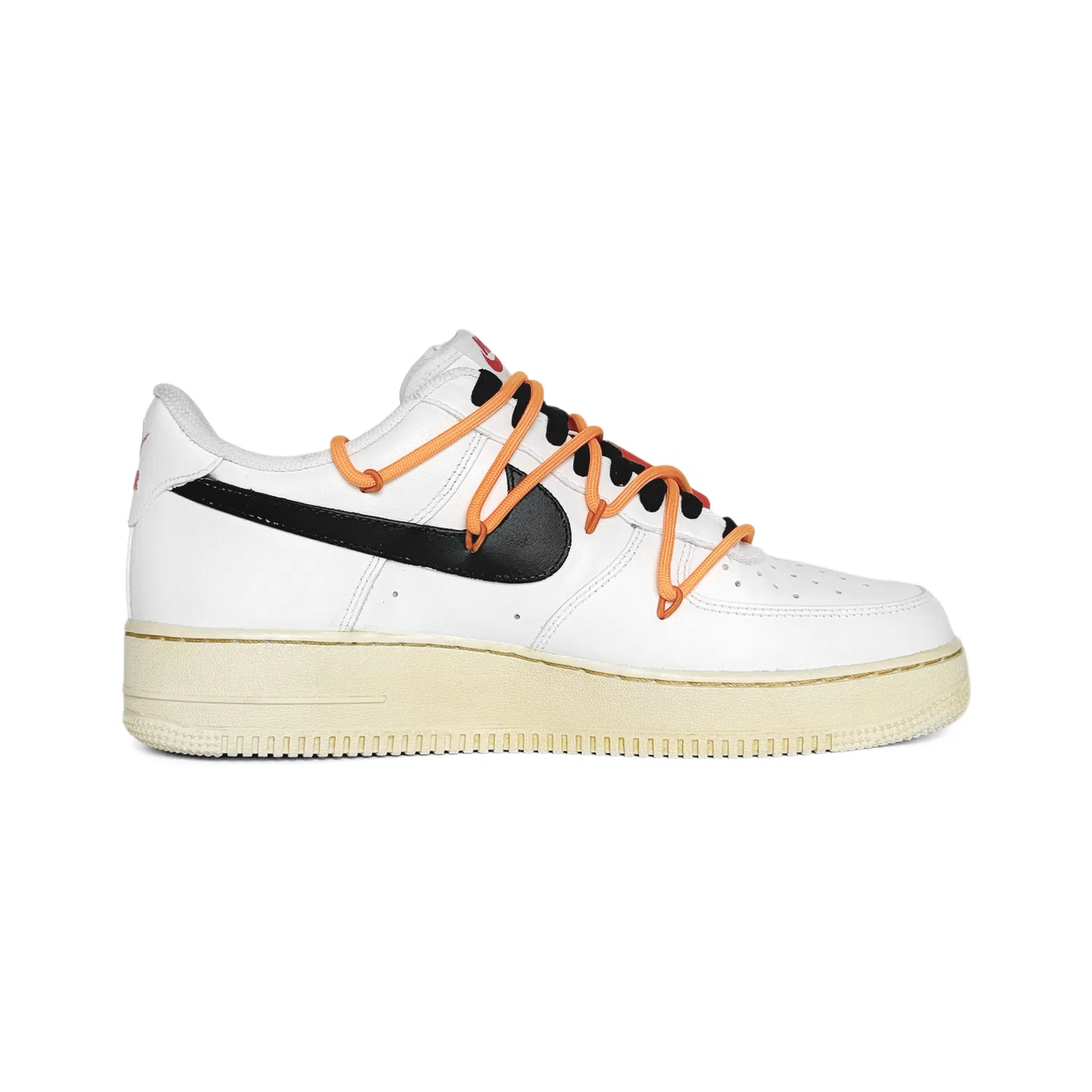 Детские кроссовки-скейтборд низкие Nike Air Force 1, White Black Orange Shoelace — фото 3