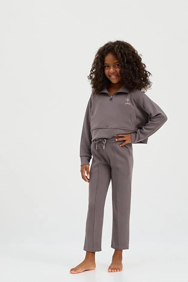 Детские спортивные штаны для девочек прямого кроя Basic Katia&Bony, Dark Gray