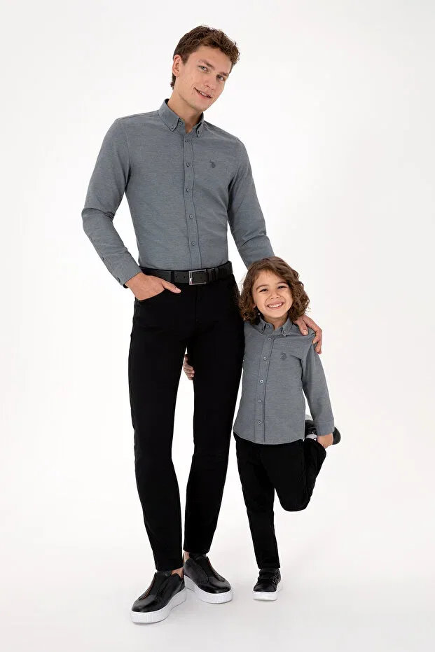 Детская рубашка для мальчиков с длинным рукавом U.S. Polo Assn., Anthracite — фото 4