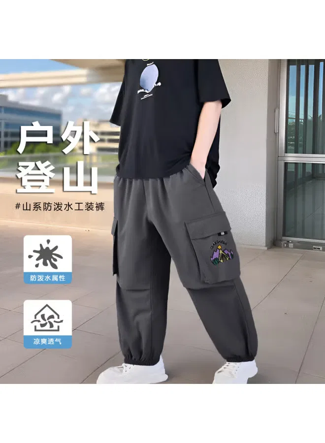 Штаны спортивные с большими карманами, модель Cargo Joggers, Bornbay, темно-серый — фото 2