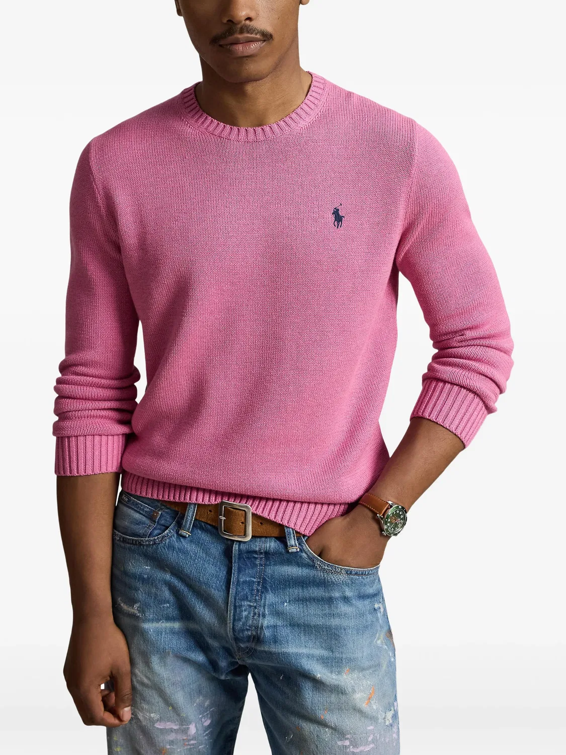 Свитер с вышивкой Pony Polo Ralph Lauren, розовый — фото 3