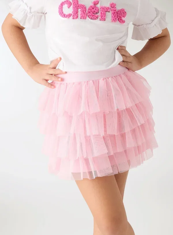 Юбка с завышенной талией A balze in - a-line skirt Terranova, розовый — фото 4
