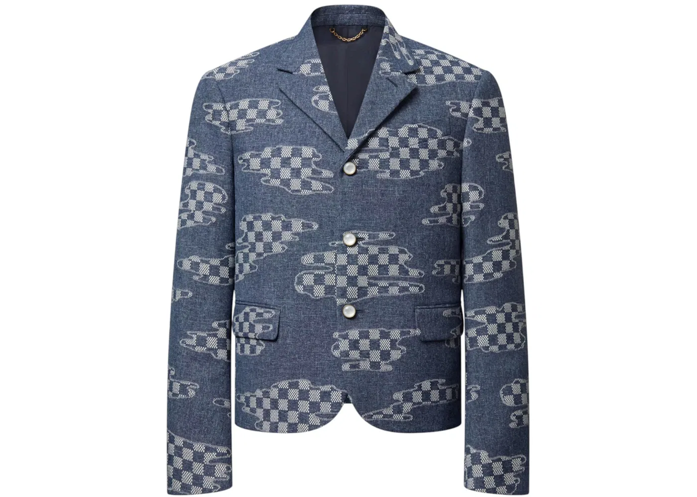 Мужская куртка с принтом Damier Cropped Single-Breasted Jacket Louis Vuitton, Indigo