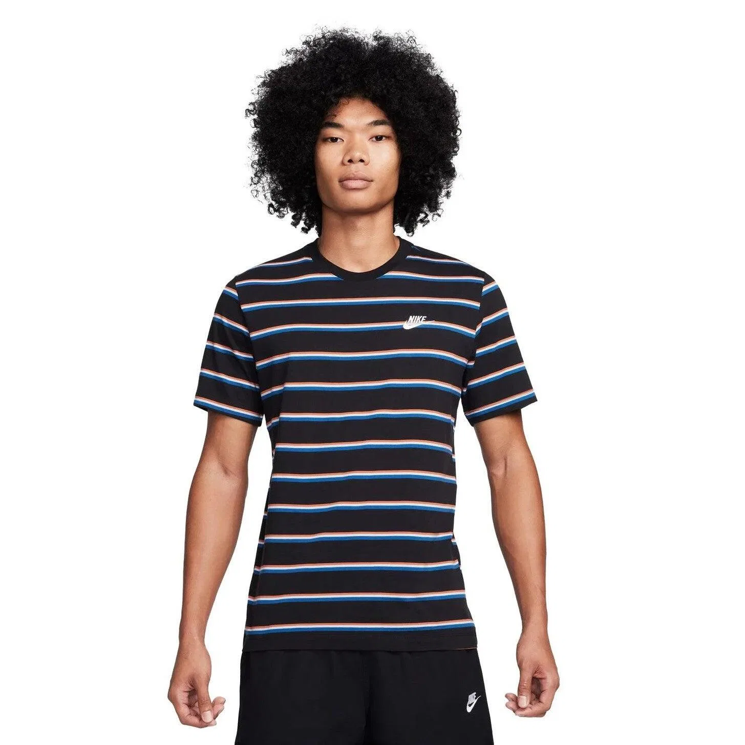 Мужская футболка с полосатым принтом Nike Club Stripe, Цвет: Schwarz