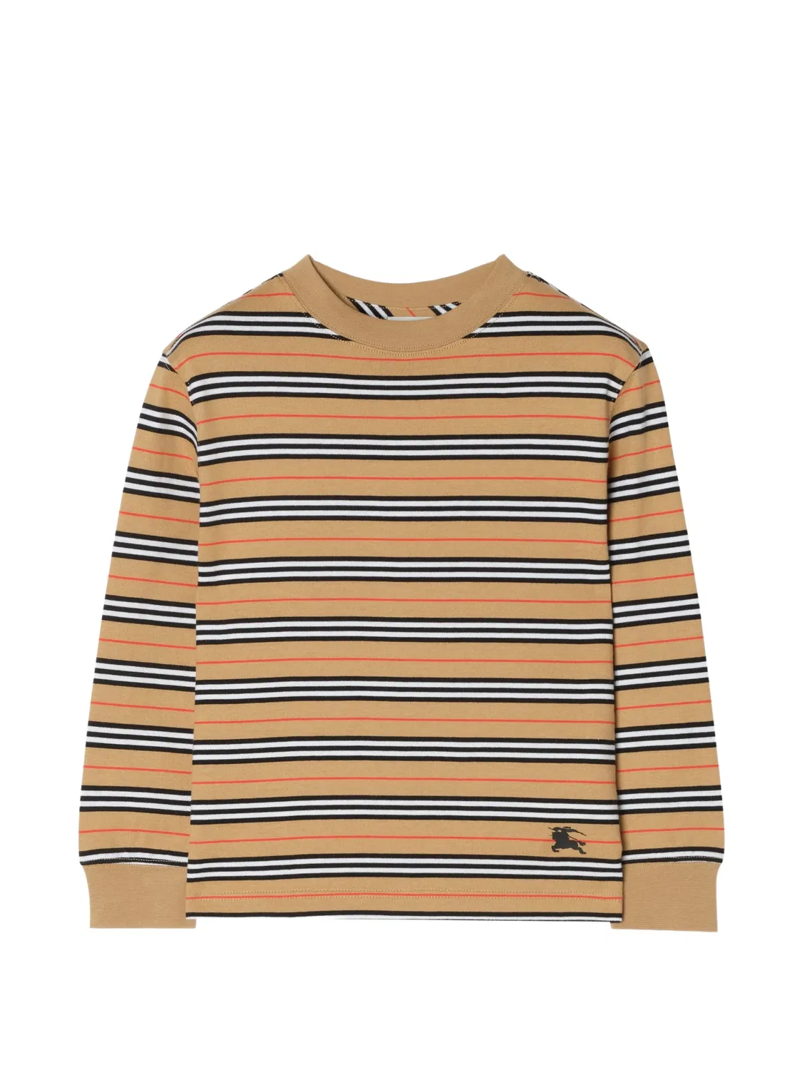 Полосатая футболка с принтом EKD Burberry Kids, нейтральные цвета