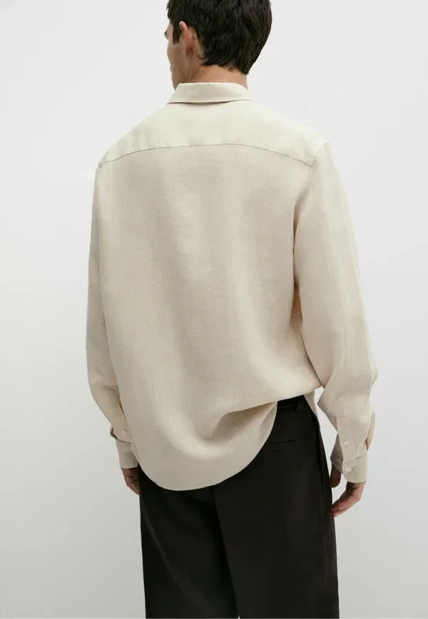Рубашка из льна Marl Massimo Dutti, Beige, бежевый — фото 3