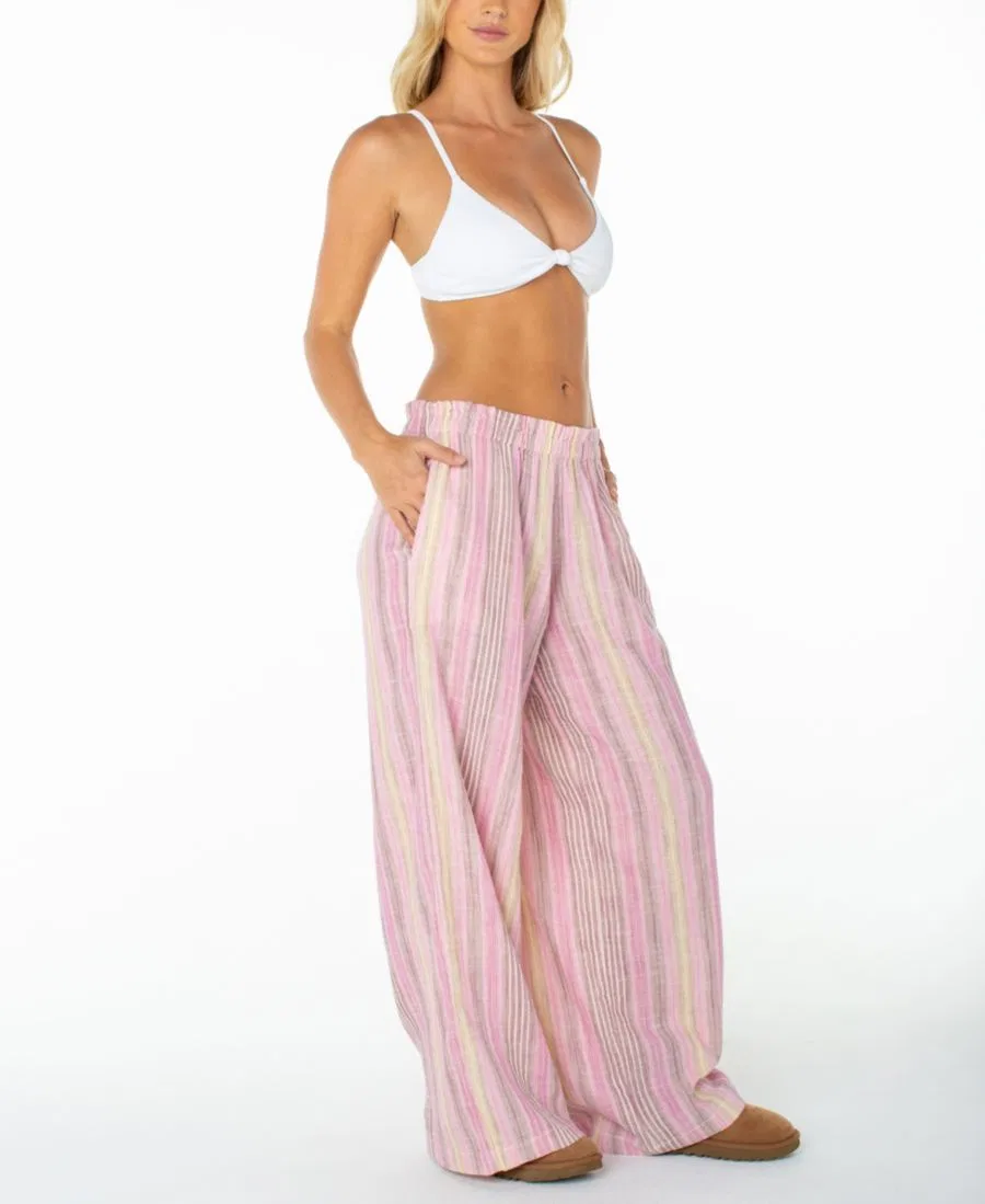 Штаны свободного кроя с принтом в полоску Offshore Wide-Leg Roxy, Fuchsia Pink Coastline Stripe — фото 3