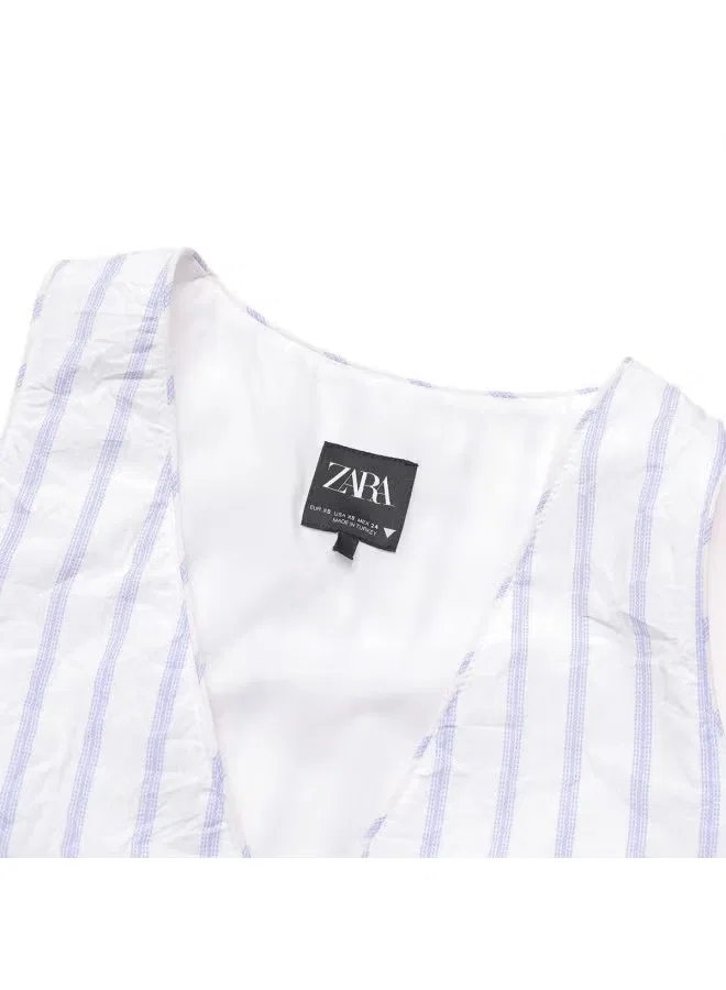 Жилет без рукавов с цветными полосами Zara, сине-фиолетовый — фото 4