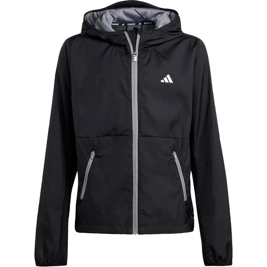 Детская ветровка WIND.RDY с капюшоном adidas, Черно-серебристый