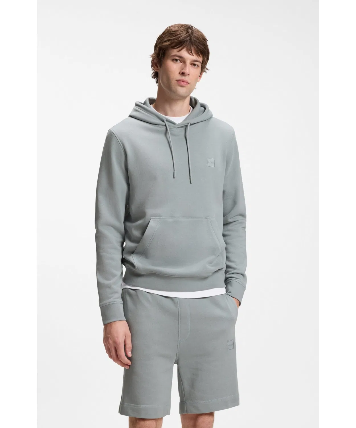 Мужской худи из хлопка с длинным рукавомBOSS, Grey