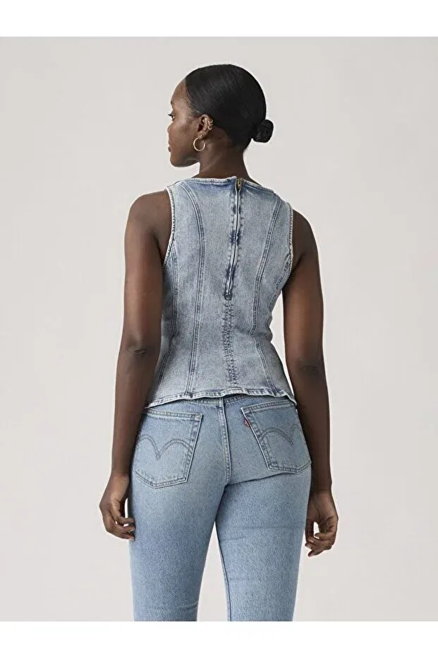 Женская джинсовая блуза-пеплум с коротким рукавом Levis, Indigo Levi'S — фото 3
