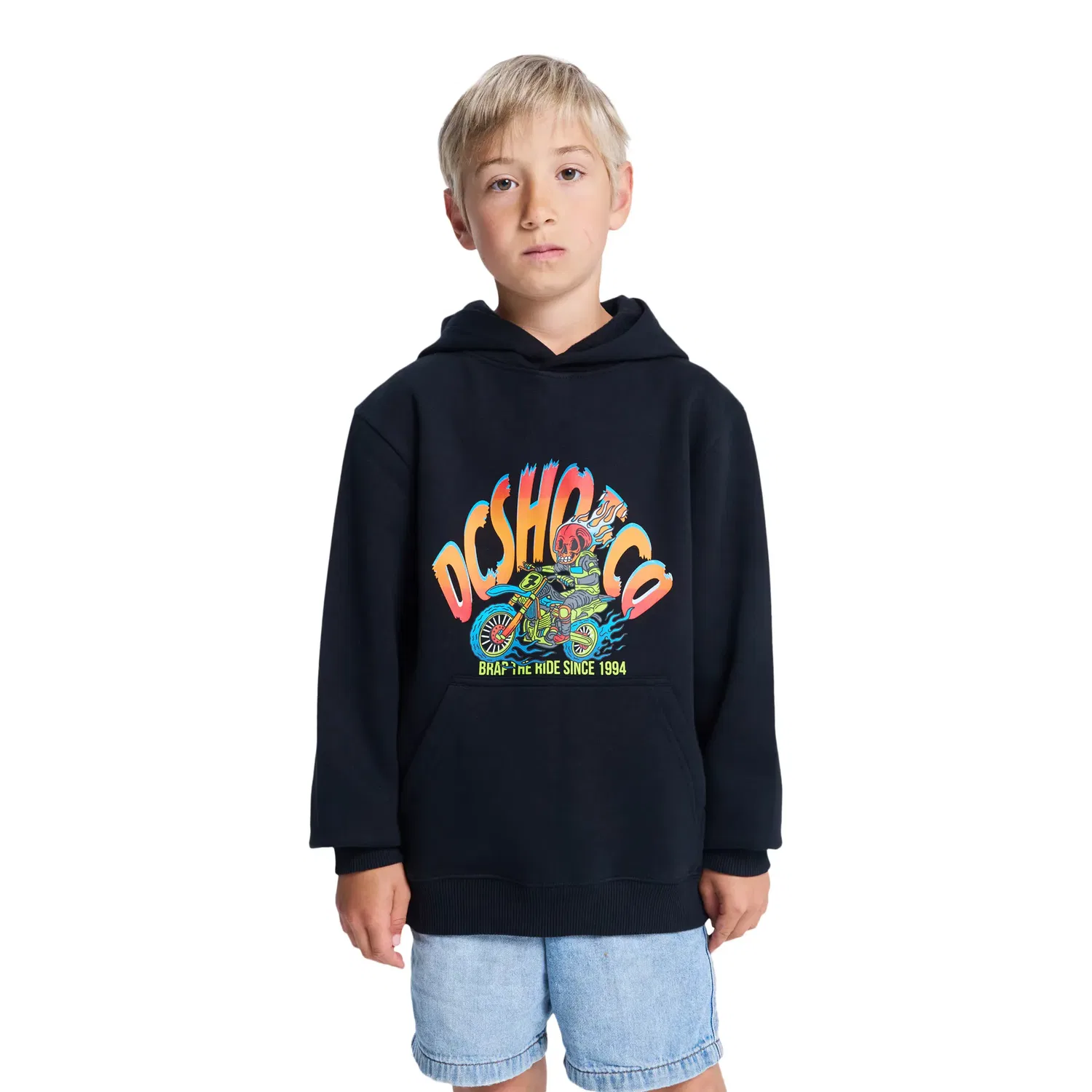 Детская худи для мальчиков с принтом Brap The Ride DC Shoes, Negro