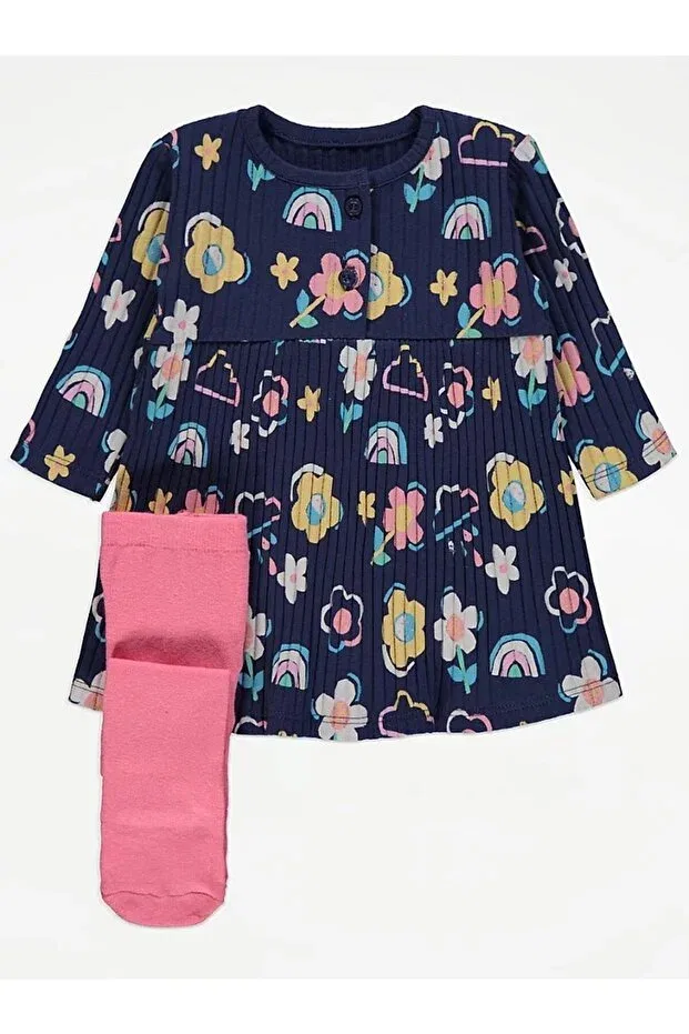 Детское платье для девочек хлопковое Rainbow Corded Dress Çipil, Navy Blue