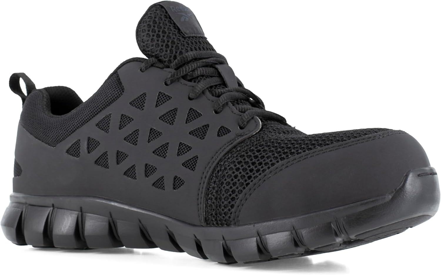Мужские рабочие туфли Reebok Work Sublite Cushion с противоскользящей подошвой и композитным защищенным носком - черные, черный — фото 4