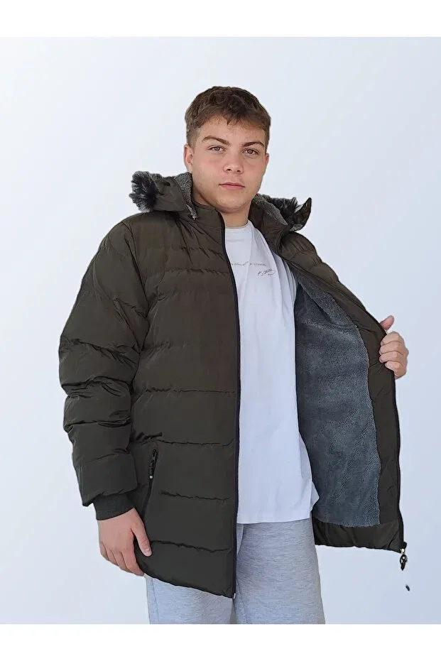 Детское зимнее пальто для девочек с капюшоном Besa, Khaki — фото 2