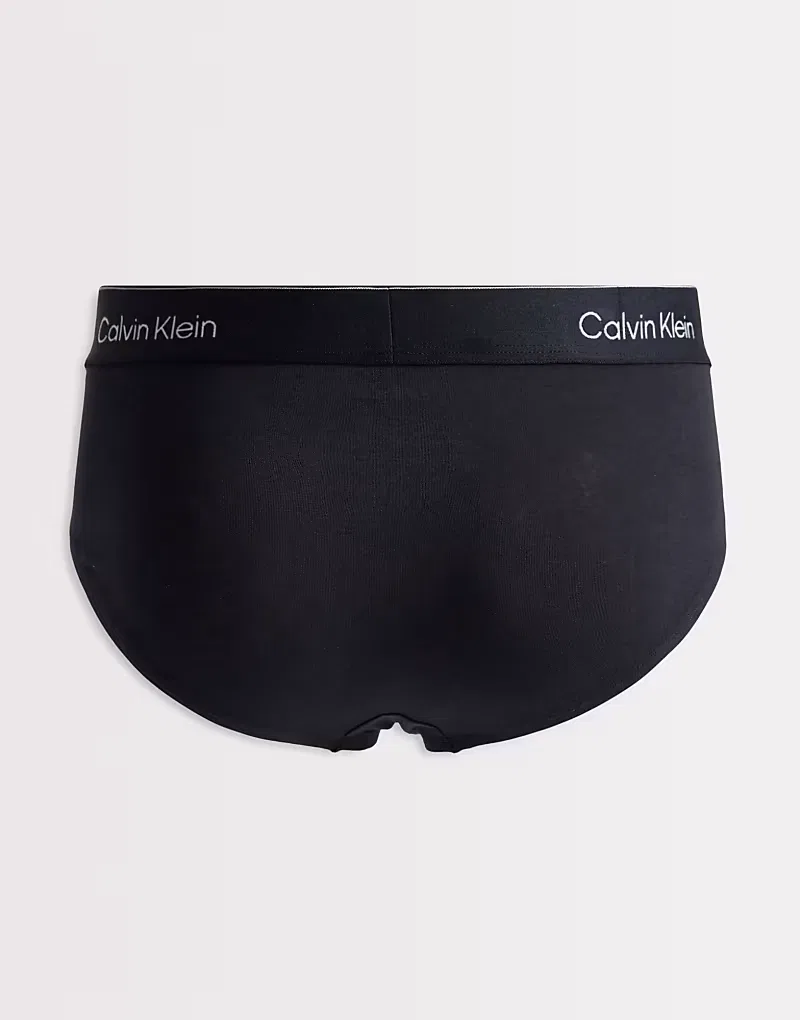 Трусы-брифы Calvin Klein Icon Cotton Stretch, комплект из 3 штук, черный/серый/красный — фото 3